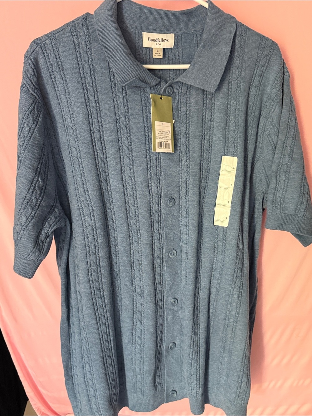 Goodfellow & Co Dusty Blue Cable Knit Polo
